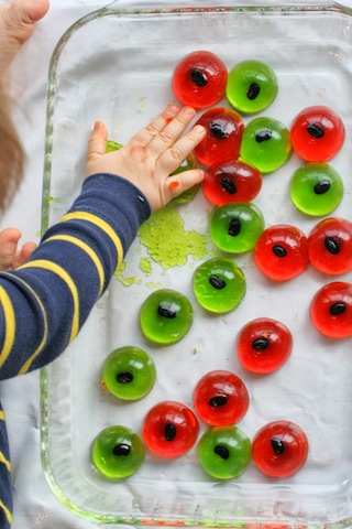 edible eyeballs are a fun fall sensory activity